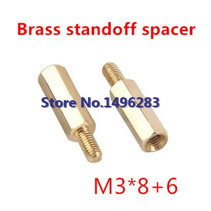 200pcs/lot M3*8+6 Brass Hex Standoff Spacer Male-female Screw/Nut Metric Thread Column | Обустройство дома