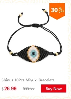 Браслет Shinus Miyuki, женские браслеты со сглаза, 5 шт./партия, Fatima Hand Pulsera Mujer,, бисер, ручная работа, ювелирные изделия Хамса