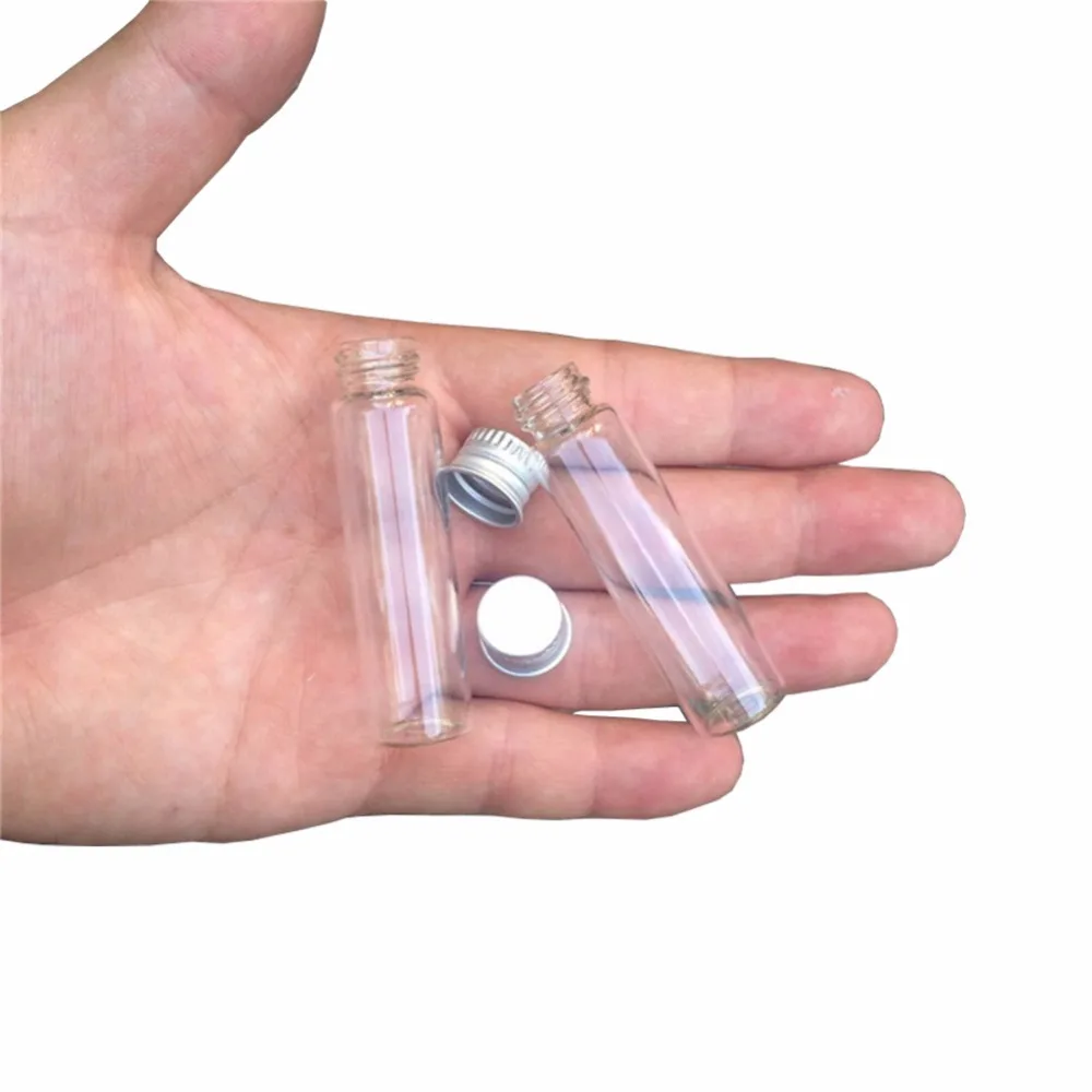 6ml 16*60*8mm Glass Bottles Crafts Cute Bottles Aluminum Screw Caps Empty Wishing Bottles Jars Decorate 100pcs 4