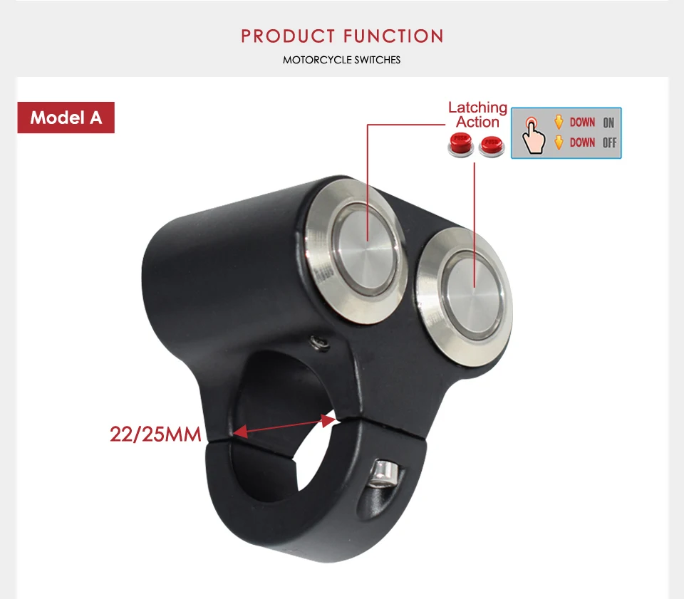 Interruptores de Montagem do Guiador da Motocicleta Alumínio com Luz em Fora Interruptor Farol Hazard Brake Fog Liga Indicadora 22mm 24mm 5 da motocicleta interruptor farol hazard brake fog