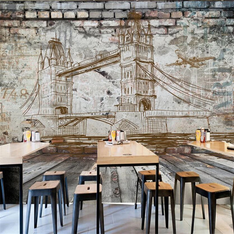 wellyu papier peint wallpaper for walls 3 d Custom European and American brick wall London bridge behang | Обустройство дома