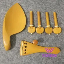 

2 sets 4/4 violin boxwood fittings parts accessories England tailpiece chinrest endpin 4 pegs fittings