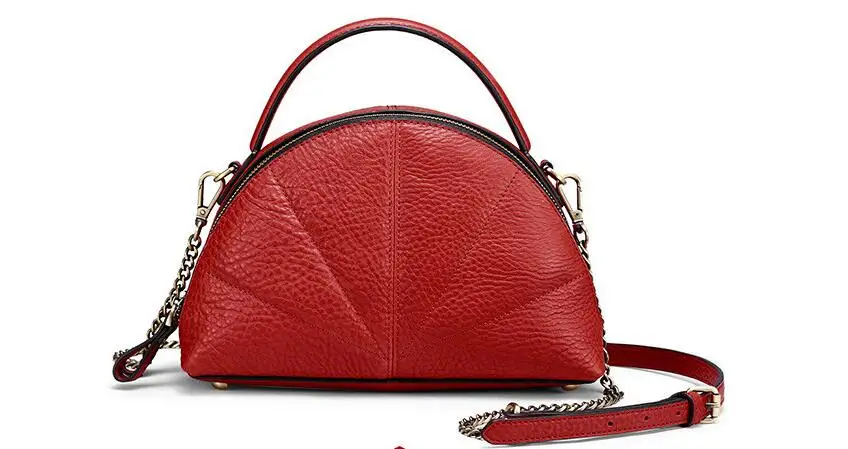 

2019 genuine leather women's shell bag brief fan shaped cowhide leather lady's shoulder bag fashion chain bag