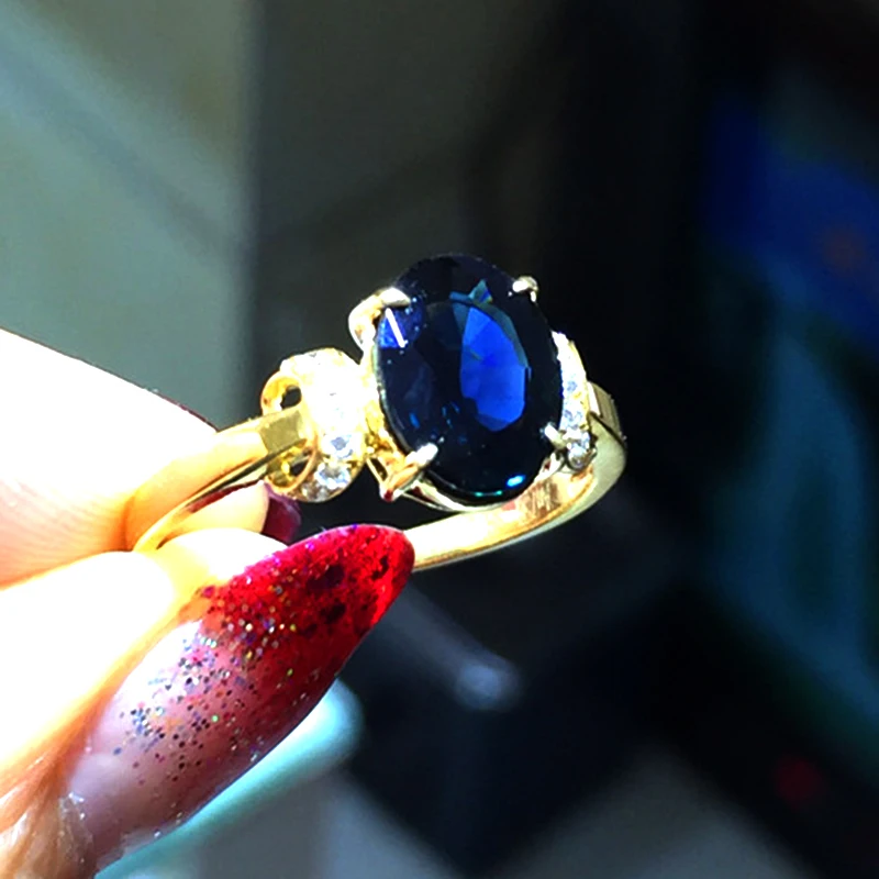 Обручальное кольцо с натуральным сапфиром 2 карата|ring 18k|ring bluering ring |