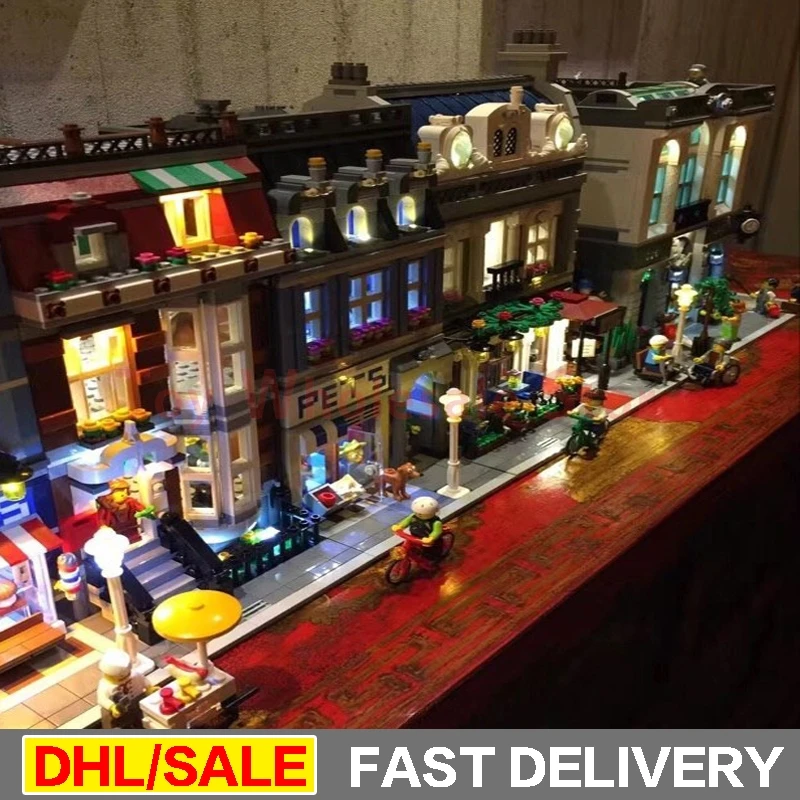 

LEPIN 15001 15009 15011 DIY LED Light MOC City Street Detective's Office Model Building Blocks Set Bricks lepin toys 10246