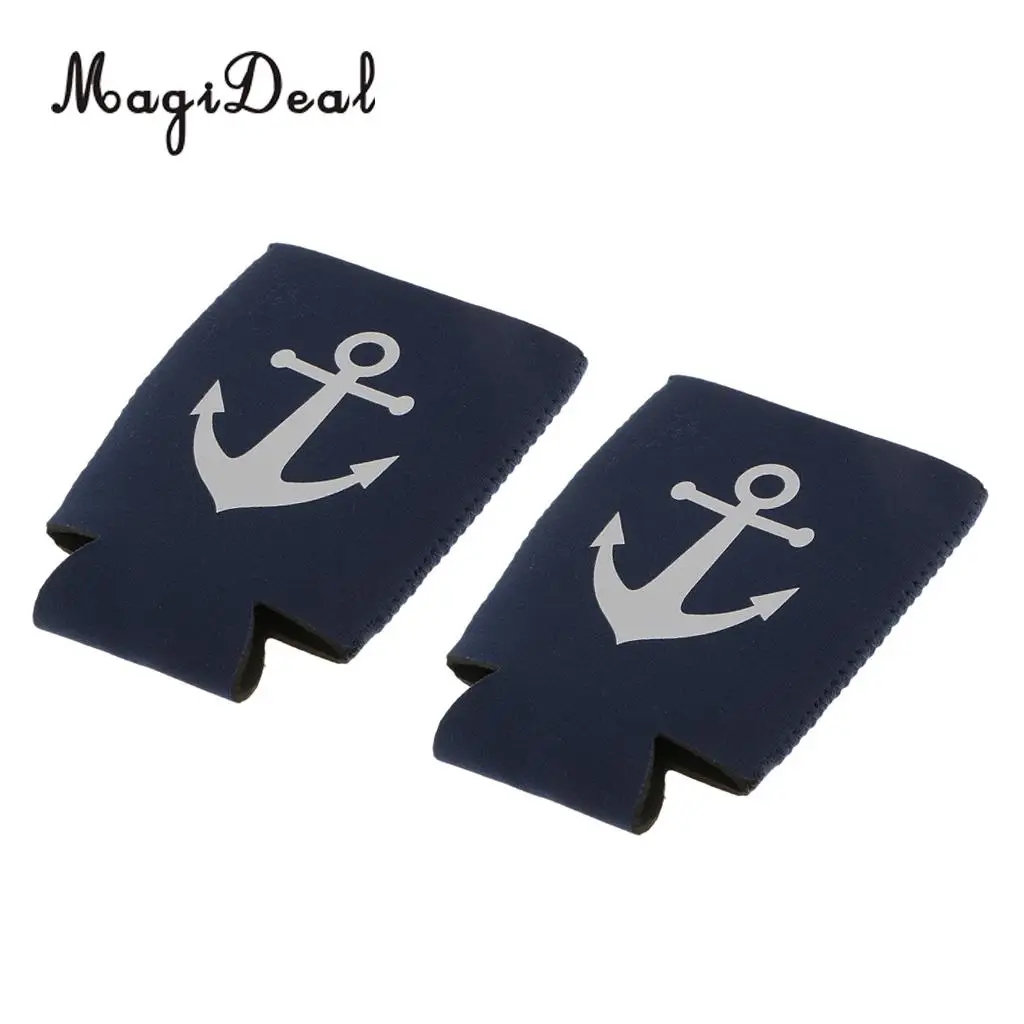 MagiDeal 2Pcs Neoprene Nautical Anchor Soda Beer Bottle Tin Can Cooler Chilling Sleeve Holder for Theme Party Novelty Gift Toy