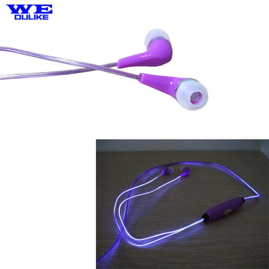 Glow In The Dark Earphones Led Earbuds Luminous Glow LED Flashing Light