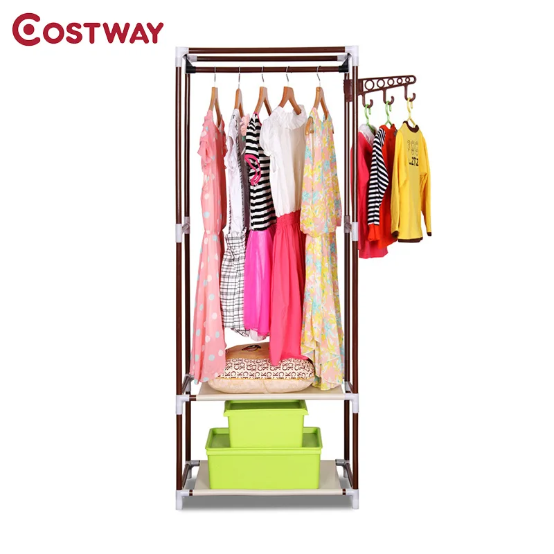 

COSTWAY Clothes Hanger Coat Rack Floor Hanger Storage Wardrobe Clothing Drying Racks porte manteau kledingrek perchero de pie