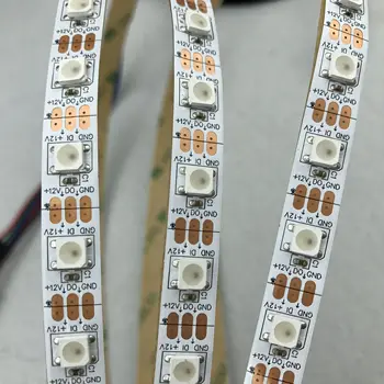 

DC12V addressable 5m/reel 60LEDs/m SK6812 led pixel strip,NON-waterproof,with 60pixels/M;WHITE PCB