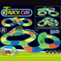 Изгиб Flex Slot DIY сборки головоломки растет гоночной трассе игрушка светятся в темноте Развивающие игрушки для детей 56/ 128/150 шт. + 1 предмет
