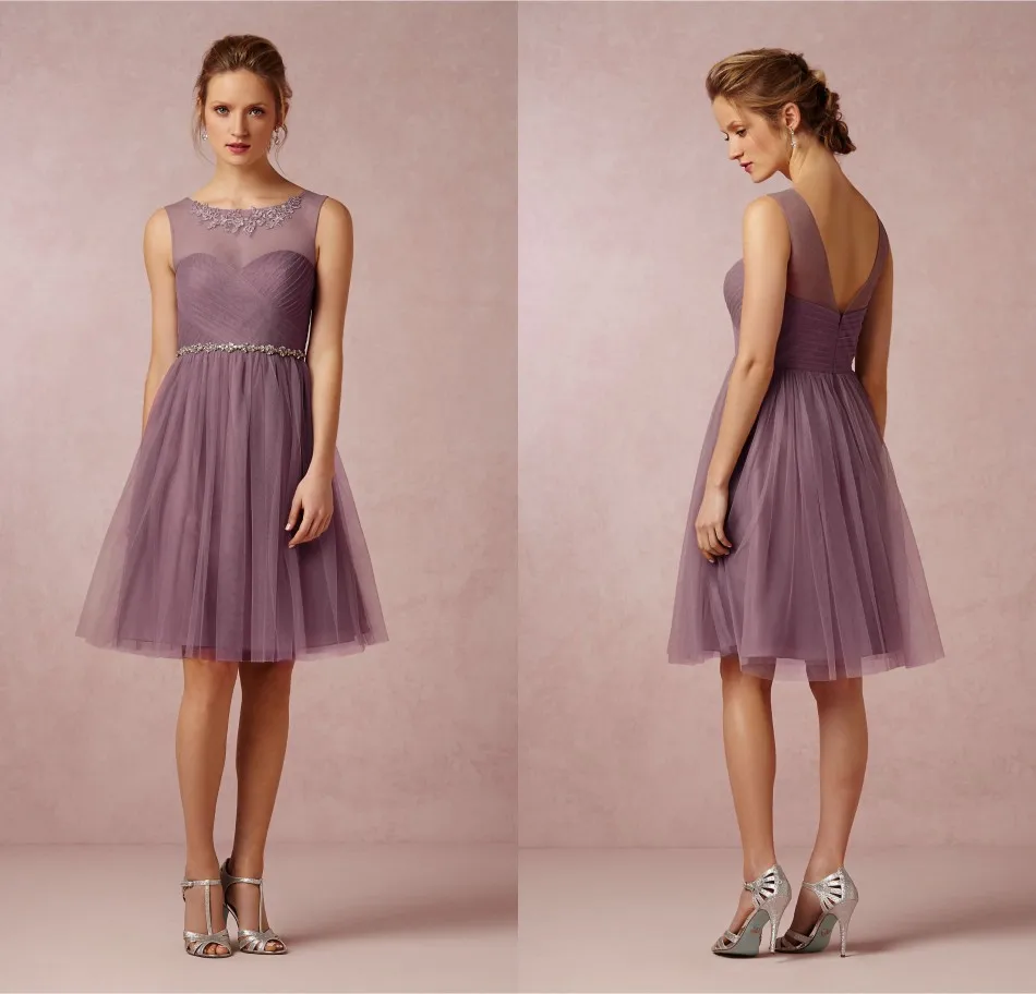 Est Wedding Party Dress Crew Neck Soft Tulle Skirt Mauve Short Est Wedding Party Dress Crew Neck Soft Tulle Skirt Mauve Short Junior Bridesmaid Dresses 2017 Crystal Beaded Belt Online In From