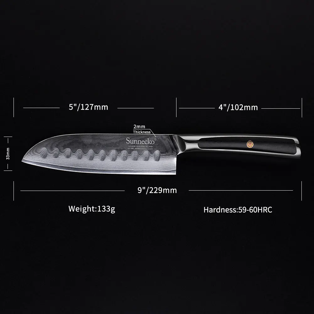 Ножи SUNNECKO Santoku японские кухонные ножи из дамасской стали с лезвием VG10 5