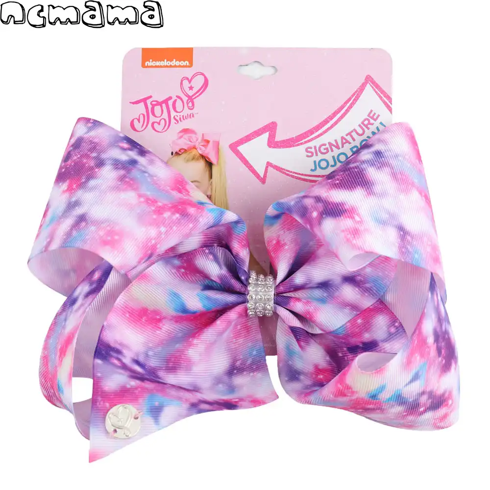 JOJO SIWA 8 inches Cartoon Bow Xmas Printed Hair Bow With Clip Girl Kids Bowknot