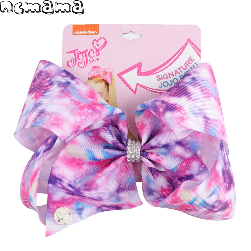 Ncmama 8 дюймов Jojo Siwa Bows Jumbo Единорог заколки для волос с принтом бант Радужная милые