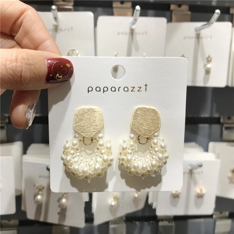 

JCYMONG 2019 New Irregular Gold Color Metal Earrings For Women Fashion Simulated Pearls Circle Drop Earrings Weddings Jewelry