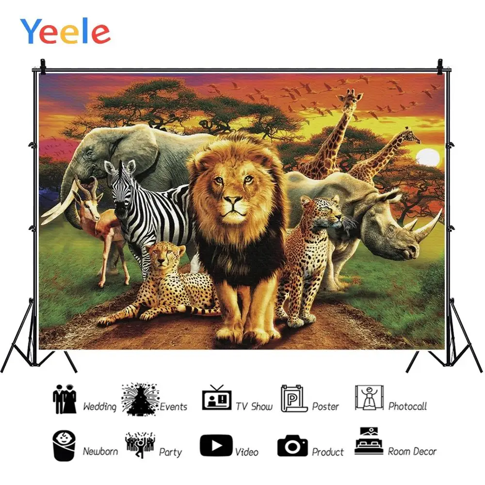 

Yeele The Birthday Lion King Safari Party Elephant Little Baby Photography Backdrops Photographic Backgrounds For Photos Studio
