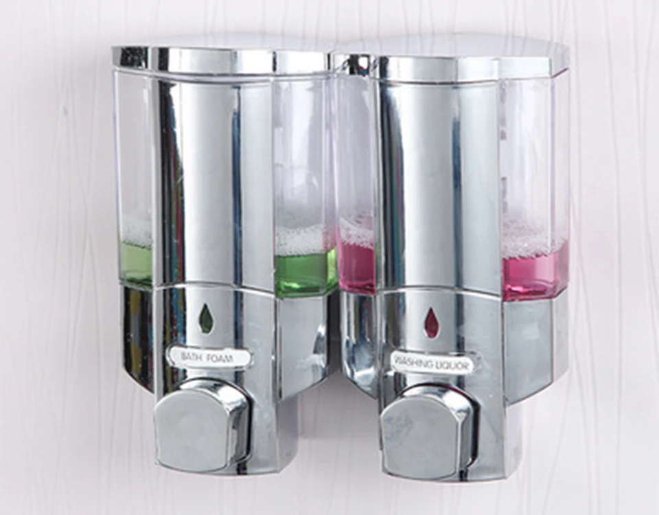 Классический двойной гальванический дозатор мыла пластиковые настенные дозатор мыла для домашнего дезинфицирующего средства для рук