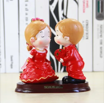 

Red Wedding Cake Topper Cute Bride and Groom Wedding Cake Topper Figurines for Wedding Decoration Cake Accessory Decorating