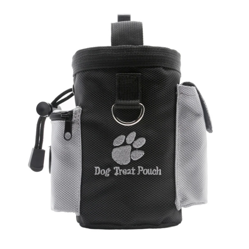 1pc Black Puppy Pet Dog Treat Pouch Waterproof Training Walking Food Snacks Bait Waist Bag 12.5x12.5x8cm