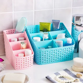 

Imitation rattan Makeup Storage Box Office Desk Organizer Cosmetics Skin Care Plastic Storage Drawer Jewelry Box