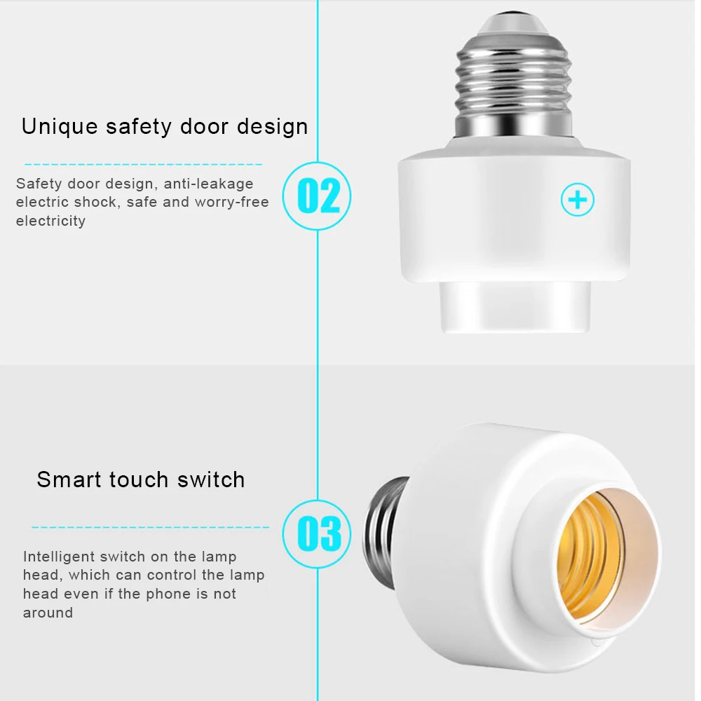 Беспроводной смарт-светильник с Wi-Fi, винтовой светильник, держатель для лампы, Цоколь для E27, для домашнего использования