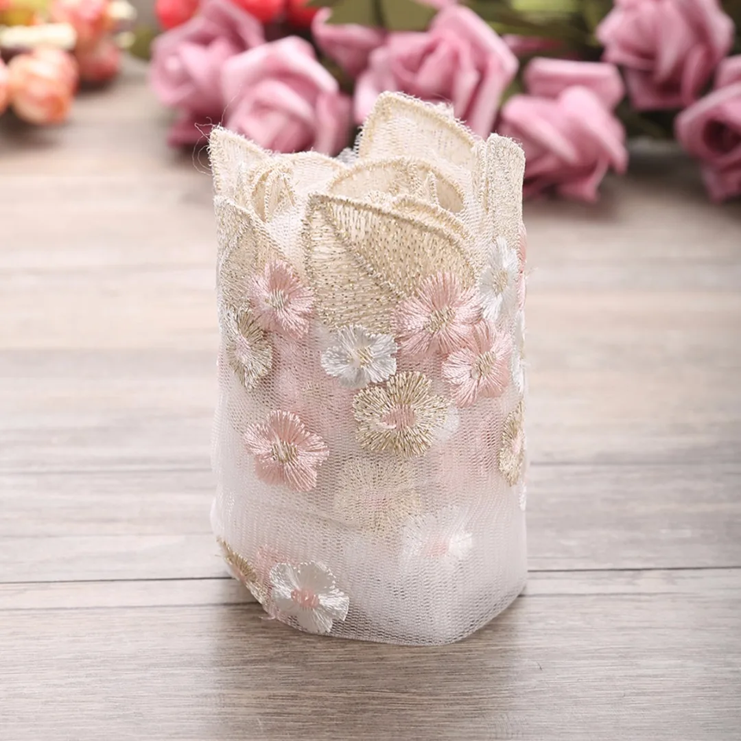 

New Style Floral Tulle Lace Trim Transparent Ribbon Fabric Embroidery Wedding Trim Sewing DIY Accessories for Making Dress Tops