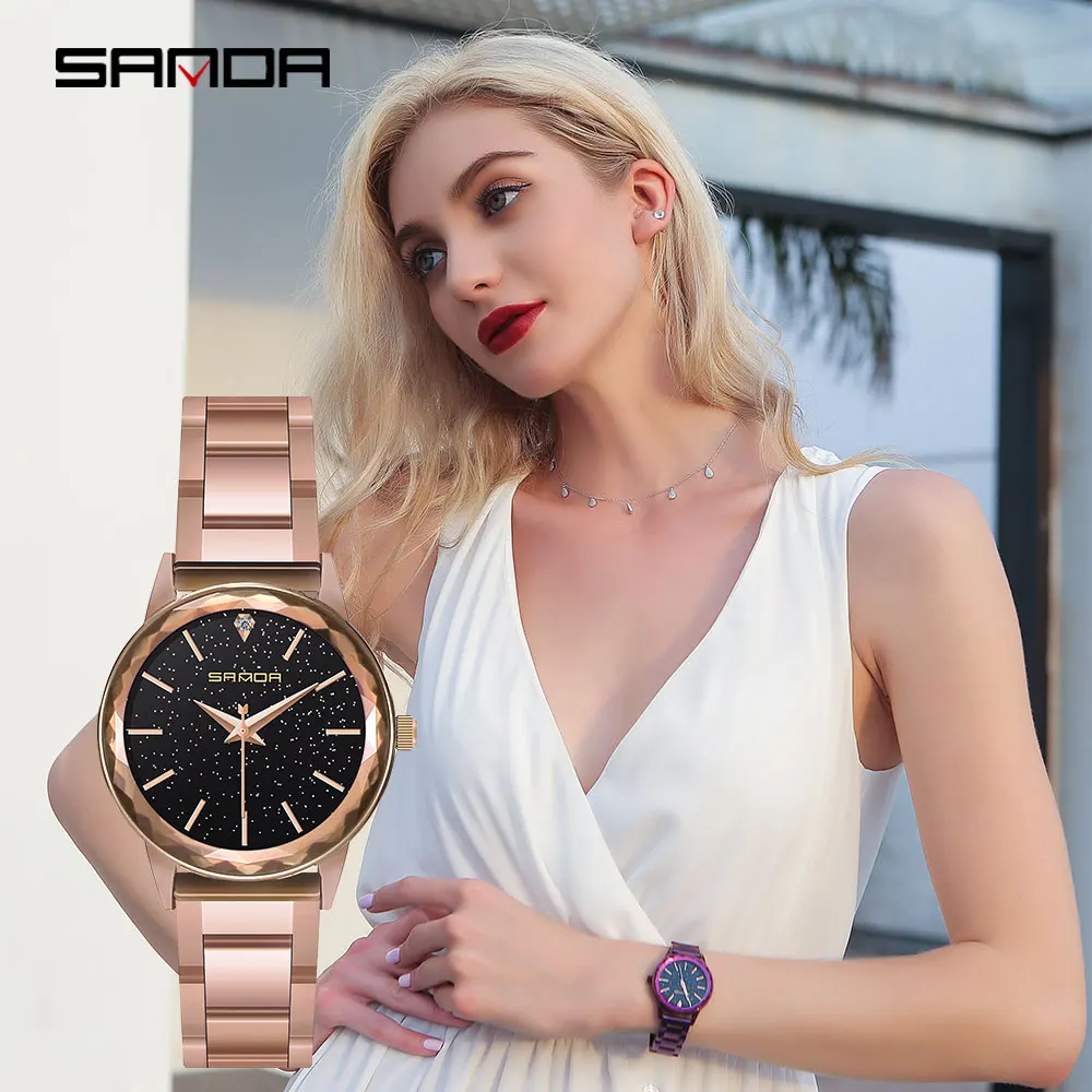 Kopen Nieuwe Luxe Horloge Vrouwen Casual Waterdichte Quartz Ronde Horloges Mode Dames Zakelijke Analoge Klok SANDA P237