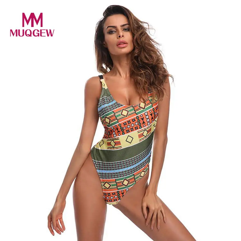 

MUQGEW One Piece Swimsuit 2018 Sexy New African Printed Swimwear Women High Waist Bathing Suit Girl Backless Beachwear Bodysuit