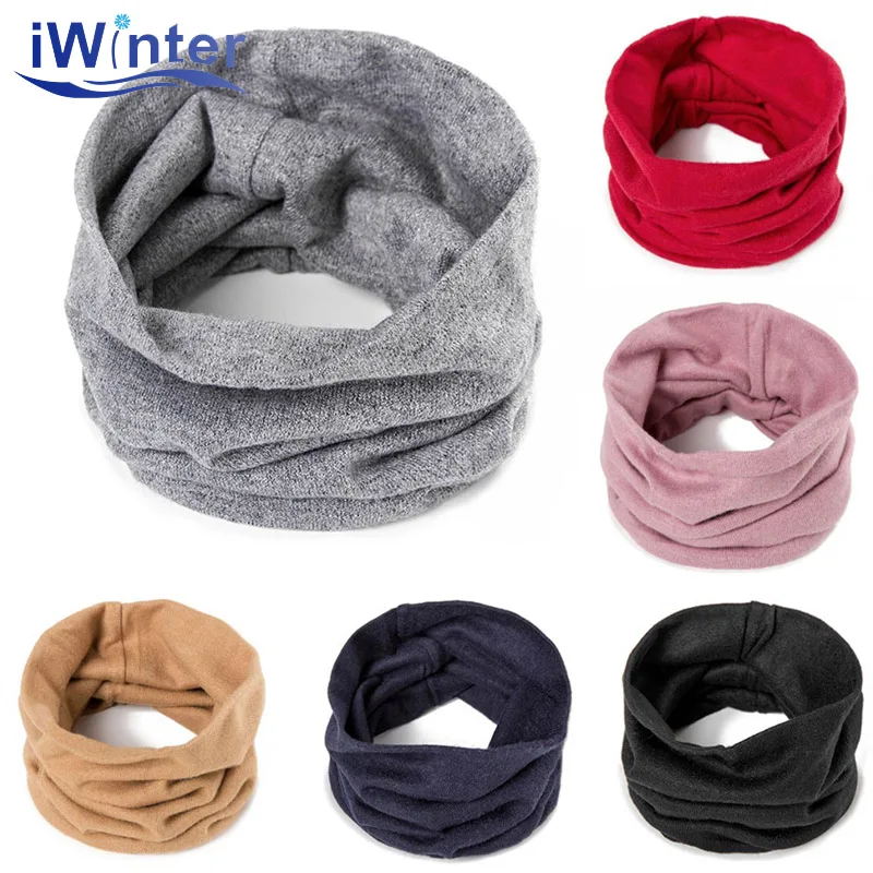 

Fashion Warm Scarf For Women Men Autumn Winter Bib Knitted Solid Color Cotton Neck Scarf Knitting Soft Ring Scarves Boys Girls