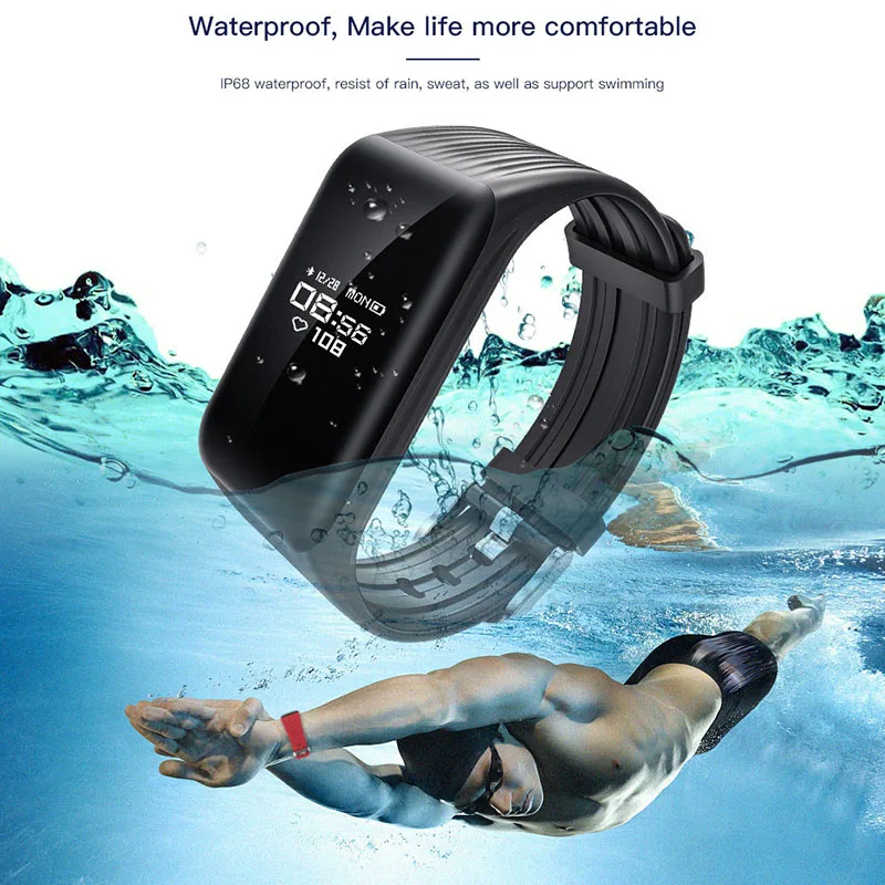 Step Count K1 Smart Bracelet Heart Rate Monitor Sport Running Fitness Tracker Waterproof Smart Wristband For IOS Android Phone