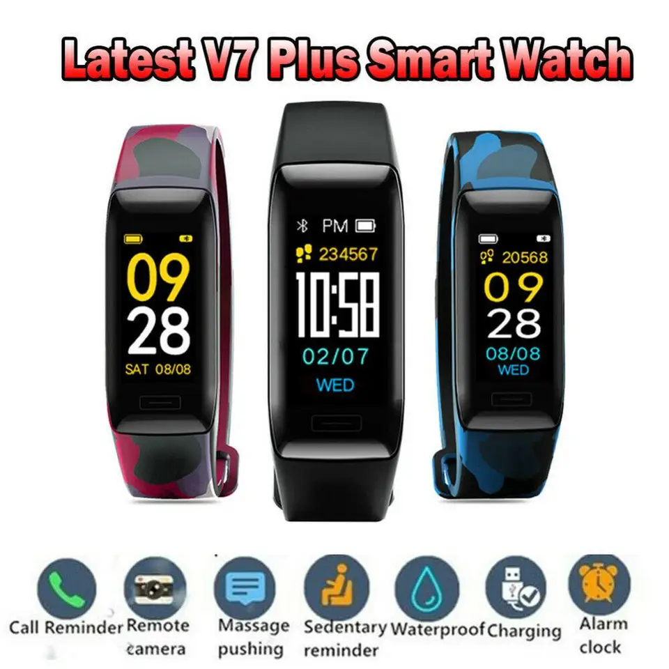 fitness tracker watch with blood pressure and heart rate monitor v7