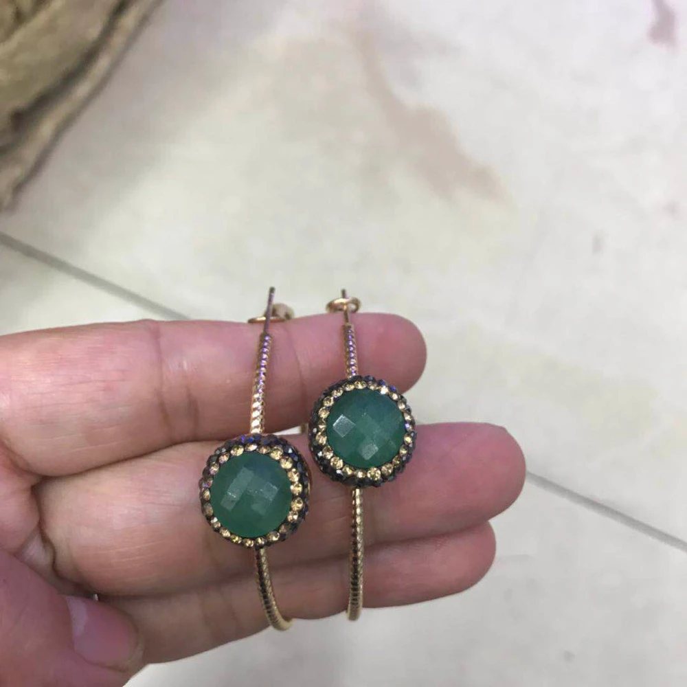 Green beaded faceted earrings women/'s earrings