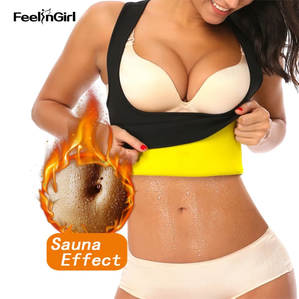 

FeelinGirl Women Neoprene Sauna Sweat Body Shaper Vest Waist Trainer Slimming Thermo Shapewear Waist Cincher Corset