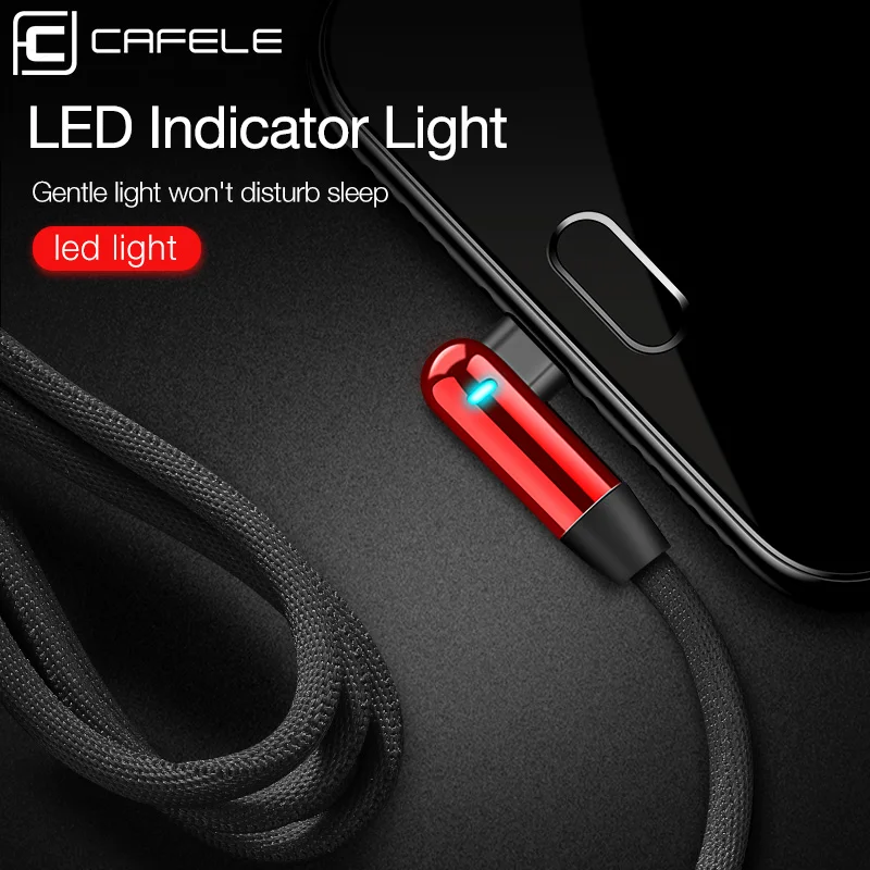  Cafele Beleuchtung USB Kabel für iPhone Micro Typ C 2.4A 12 M 18 M Dual L Biegen Daten Kabel für iP