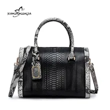 2017 Brand Fashion Women Top-Handle Bags Exquisite Serpentine Handbag Genuine Leather Female Tote Bag Ladies Shoulder Bags