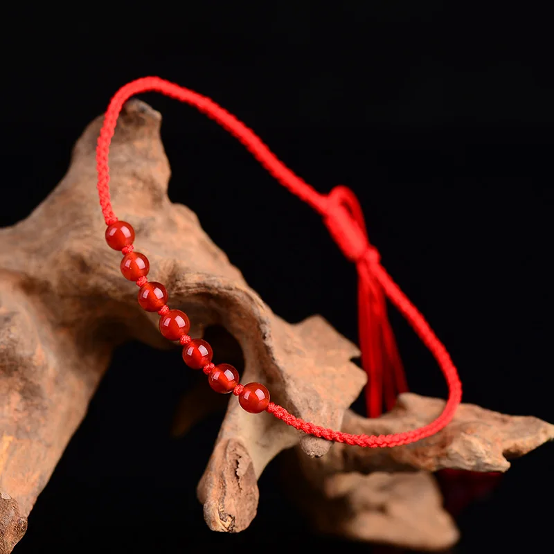 

2019 Vintage Red Rope Ankle Chain Crystal Beads Simple Ankle Ornaments Unisex Jewelry Wholesale