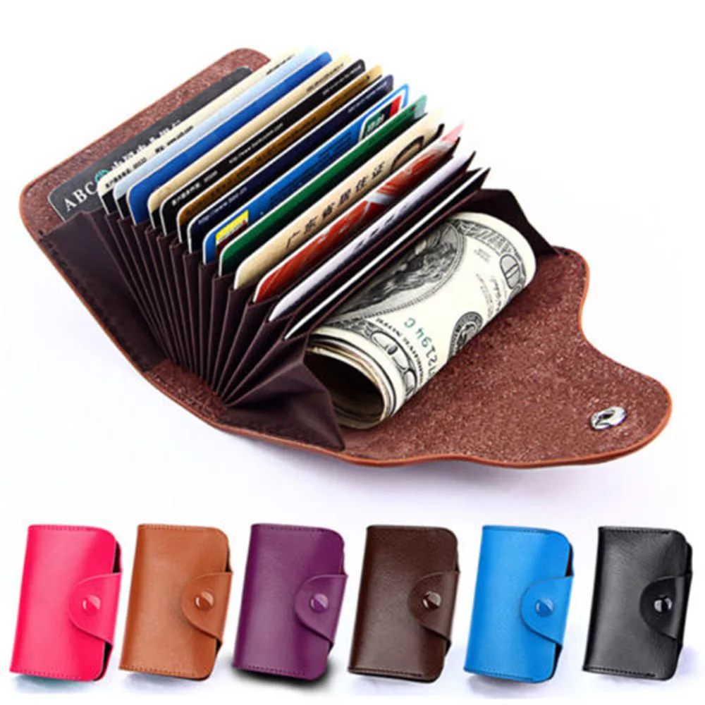 Luxury Genuine Leather Wallet Blocking Pocket Card Holder Credit Card Case New Women Man Wallet