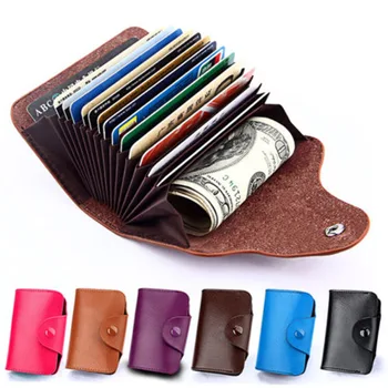 

Luxury Genuine Leather Wallet Blocking Pocket Card Holder Credit Card Case New Women Man Wallet