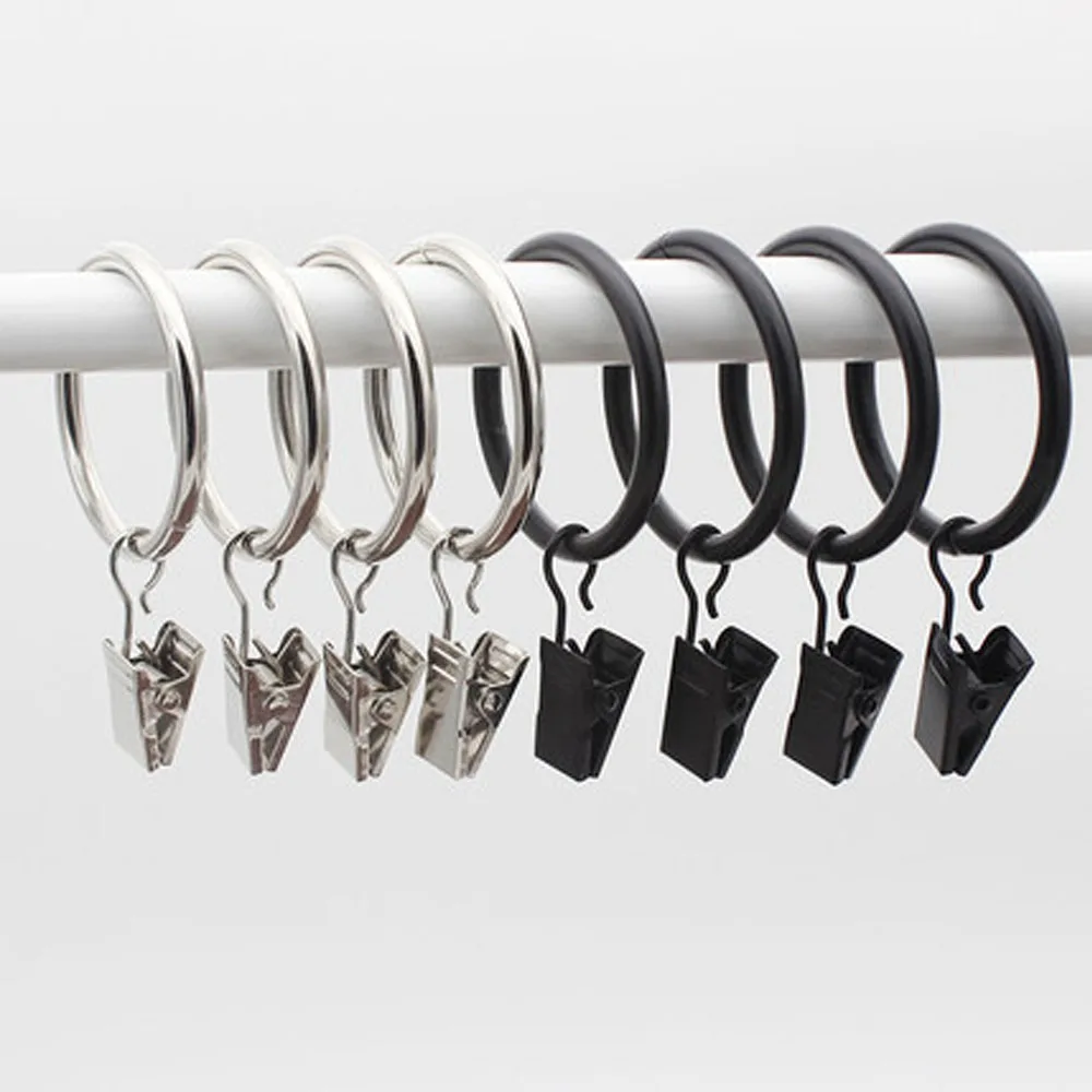 10pcs Metal Hook Loop Curtain Clips Steel Clips Window Shower