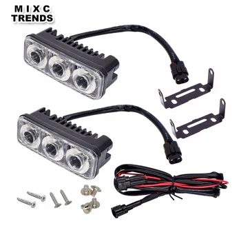 

2Pcs DRL LED Car Daytime Running Lights 12V Aluminum Auto Fog Light Driving Lamps Car Styling Waterproof Xenon Auto Daylight