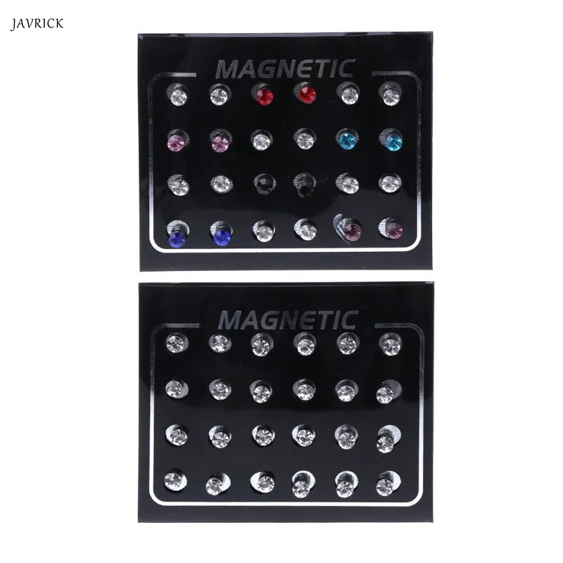 12 Pairs Stud Earrings Accessories Crystal Rhinestone Magnetic Clip Non Piercing Earrings Fashion Jewelry