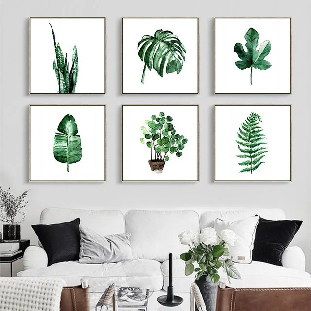 DIY Hoge kwaliteit Vierkante aquarel planten Poster Canvas Moderne ... DIY Hoge kwaliteit Vierkante aquarel planten Poster Canvas Moderne ...