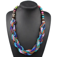 Claire Jin — Collier bohème perlé coloré pour femmes, multicouches torsadé, mode d'été, bijoux ethniques Vintage