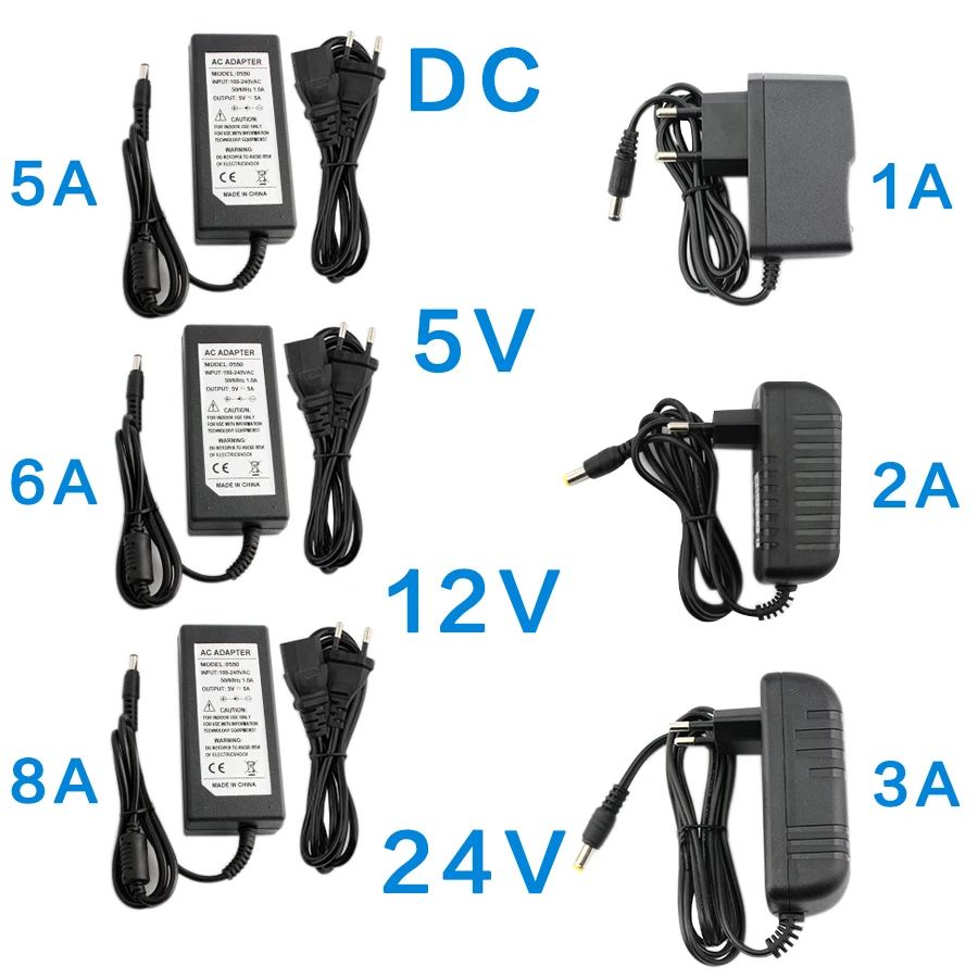 DC 5 в 12 В 24 В адаптер питания 1A 2A 3A 5A 6A 8A адаптер питания AC DC 5 12 24 В вольт трансформаторы 220 В до 12 В 5 в 24 В