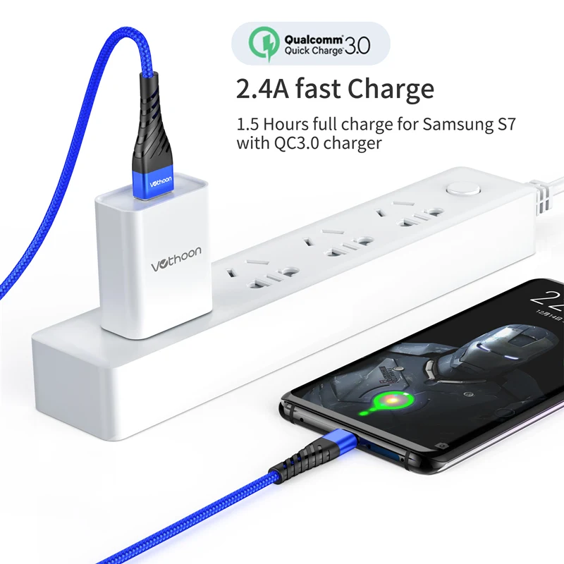 Vothoon Micro USB Cable 3A Fast Charging Micro Data USB Cable For Samsung Xiaomi Huawei Android Mobile Phone Charger Cable Cord Vothoon Micro USB Cable 3A Fast Charging Micro Data USB Cable For Samsung Xiaomi Huawei Android Mobile Phone Charger Cable Cord