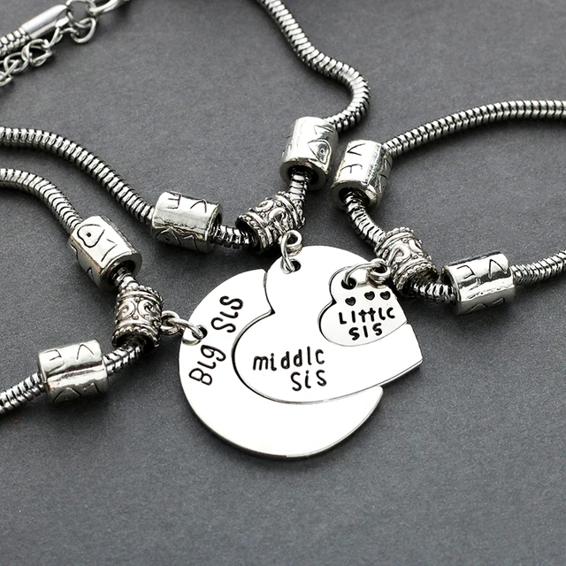 Good Sister Middle Little Bracelets 3 Pcs Set Heart Good Sister Middle Little Bracelets 3 Pcs Set Heart Spliced Moon Shape