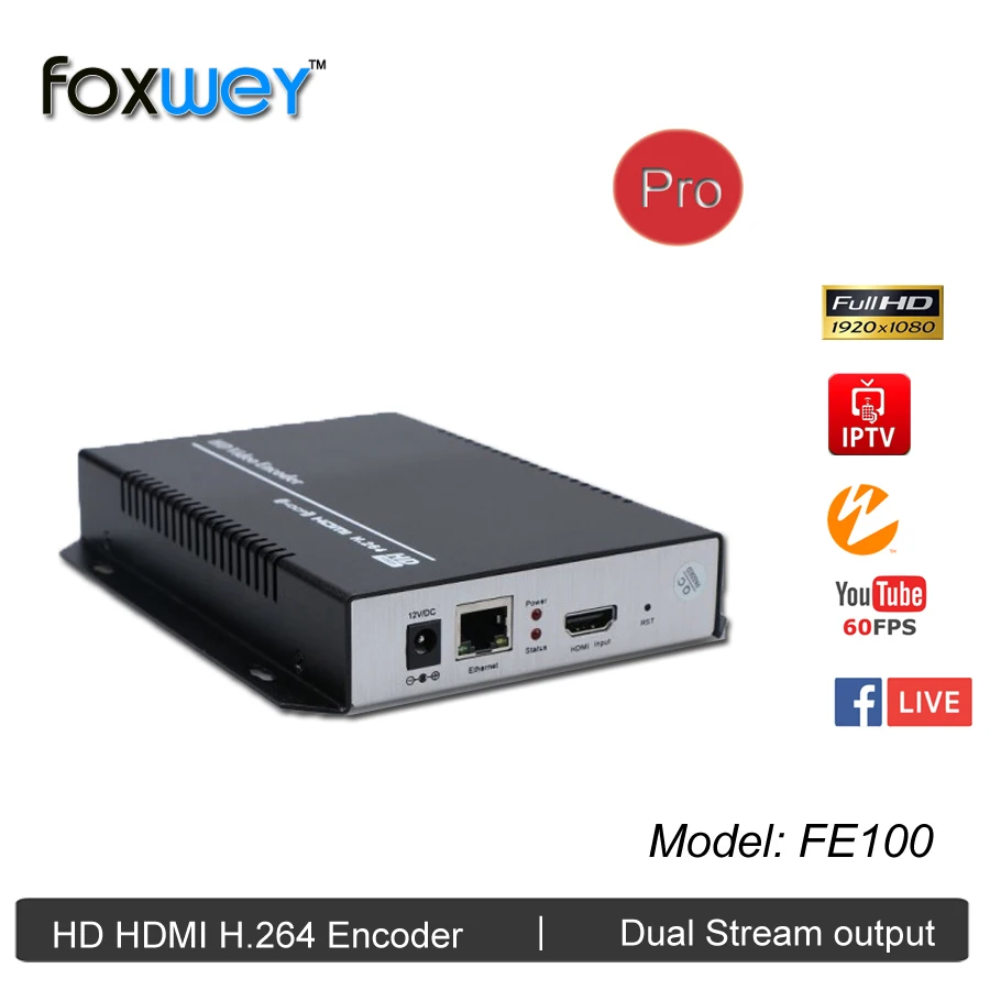 Full HD 1080P H264 кодировщик аппаратное обеспечение для прямой трансляции видео H.264 MPEG-4 AVC двойной поток для любого живого литья FOXWEY