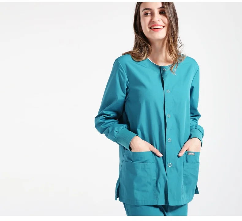Больница стоматологическая клиника женщина мужчина доктор с длинным рукавом хирургическая верхняя куртка изоляционный халат скраб пальто, медицинская рубашка медсестры, ZK3