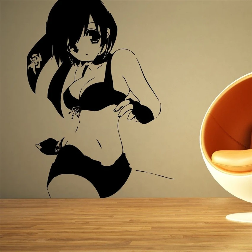

Wall Room Decor Art Vinyl Sticker Mural Decal Sexy Anime Naked Girl Large Art Decor Home Decor Cartoon Cute Wall Sticker U415