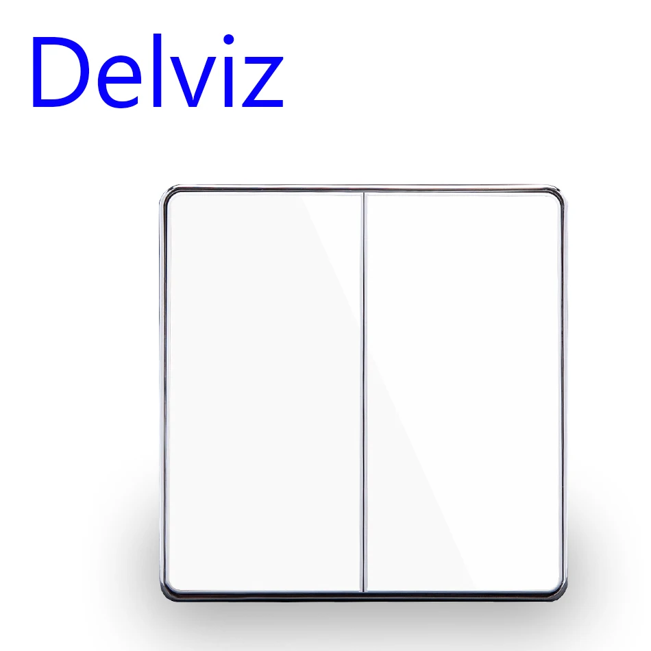 Delviz ЕС стандартный Роскошный белый/черного цвета с украшением в виде кристаллов Стекло Панель, 16A 250 V, две банды, 2 варианта кнопка Home настенный выключатель Великобритания выключатель питания